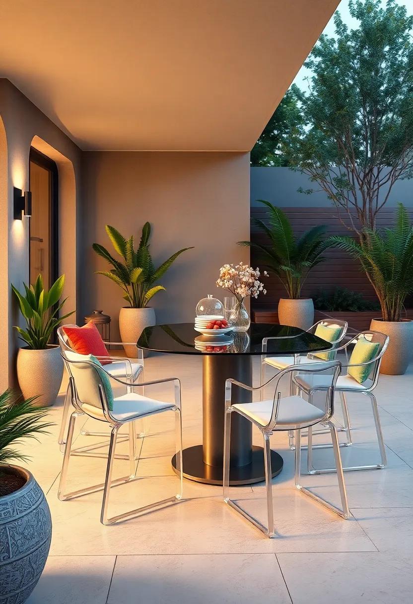 Go for a⁤ minimalist aesthetic with⁤ a glass top bar-height table and transparent​ acrylic chairs, offering an airy feel⁢ that won’t overpower​ your outdoor view