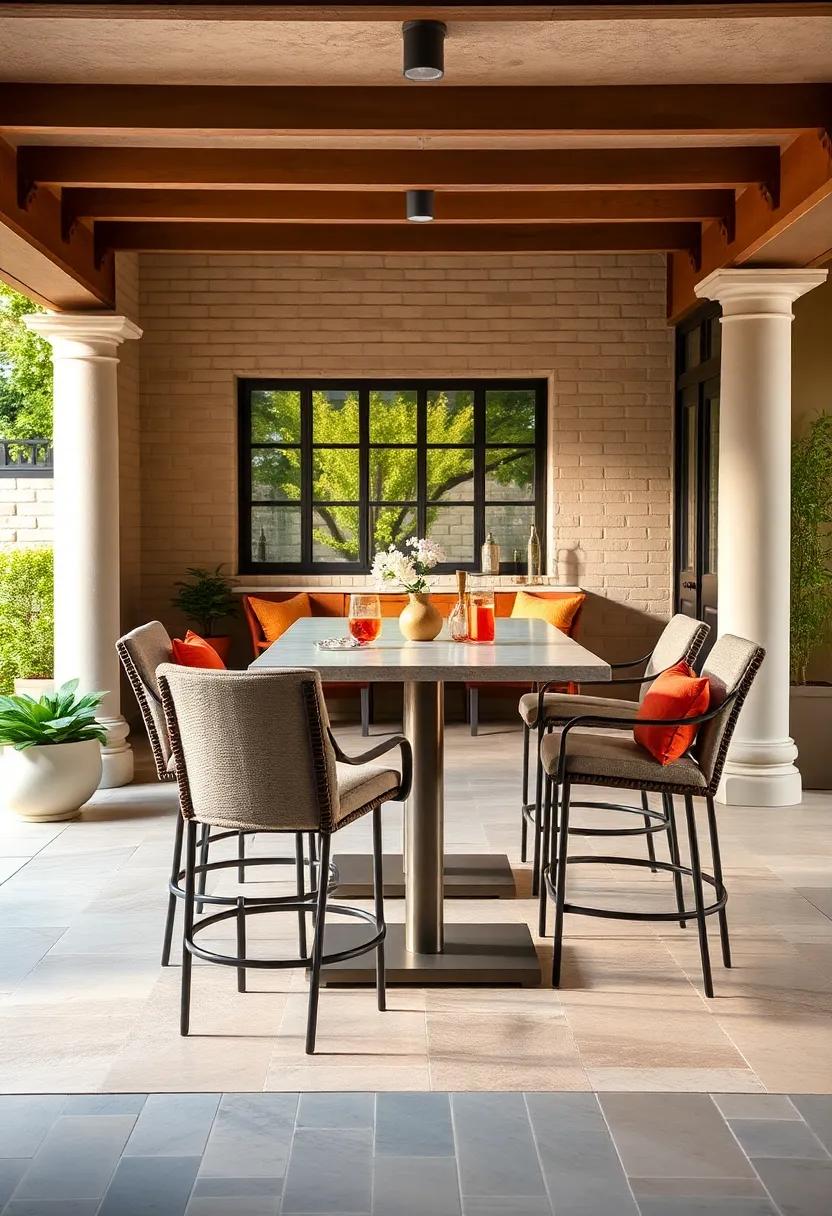 Mix elegance⁤ and comfort by ‌choosing an upholstered bar-height dining chair paired with a sleek stone tabletop, perfect for casual‍ brunches‌ or formal‍ dinners