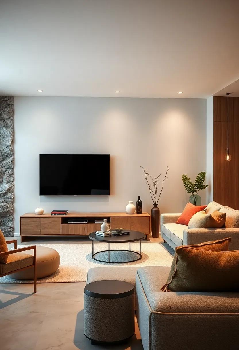 Zen retreat: Minimalist​ TV units with ⁣soothing ‍sound capabilities designed to ⁣create a serene and⁢ peaceful living ⁣environment